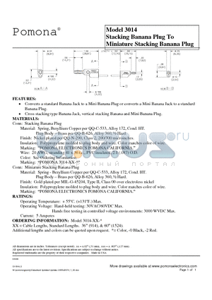 3014-36-2 datasheet - Stacking Banana Plug To Miniature Stacking Banana Plug