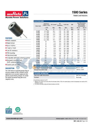 15222C datasheet - Radial Lead Inductors