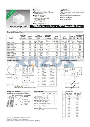 CMF-SD50A-10 datasheet - Telecom CPTC Resettable Fuses