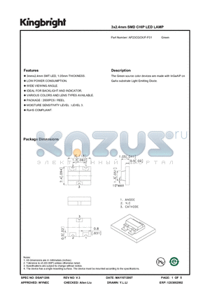 AP23CGCK-F-F01 datasheet - 3x2.4mm SMD CHIP LED LAMP