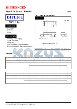 D1FL20U datasheet - Super Fast Recovery Rectifiers(200V 1.1A)