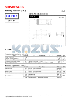 D1FH3 datasheet - SCHOTTKY RECTIFIERS