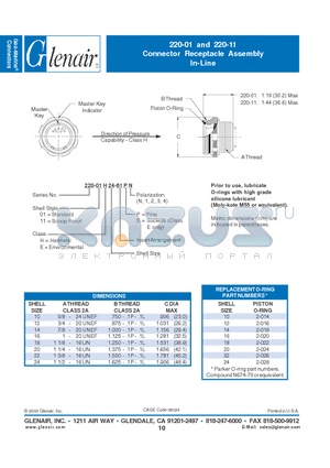 220-11E20 datasheet - Connector Receptacle Assembly In-Line