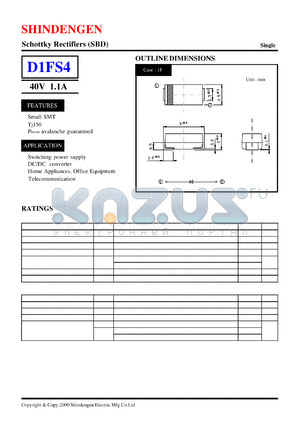 D1FS4 datasheet - Schottky Rectifiers (SBD) (40V 1.1A)