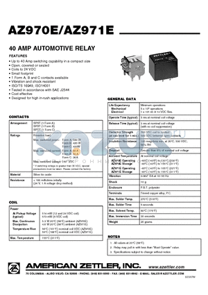 AZ970E-1B-9D datasheet - 40 AMP AUTOMOTIVE RELAY