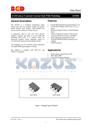 AP2502 datasheet - 4-CH Linear Constant Current Sink With Matching