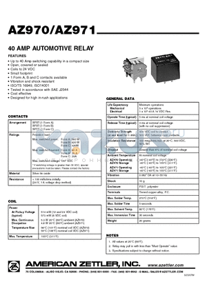 AZ971-1B-6D datasheet - 40 AMP AUTOMOTIVE RELAY