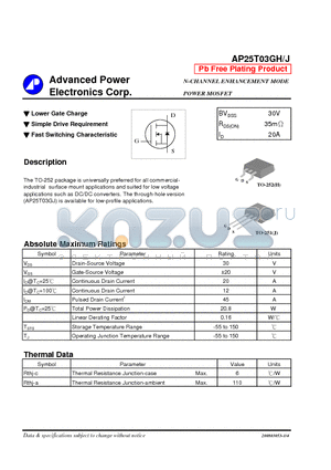 AP25T03GJ datasheet - Lower Gate Charge Simple Drive Requirement