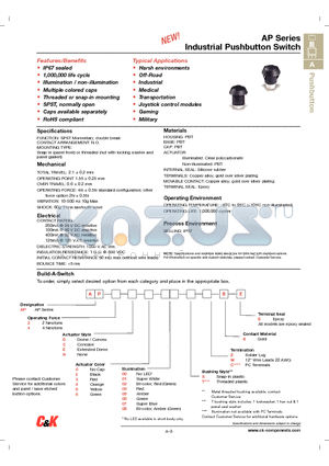 AP2C500SZBE datasheet - Industrial Pushbutton Switch