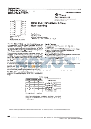 CD74ACT623M96 datasheet - OCTAL-BUS TRANSCEIVER,3-STATE, NON-INVERTING