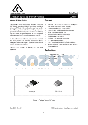 AP3003S-3.3E1 datasheet - 150kHz 3A BUCK DC-DC CONVERTER