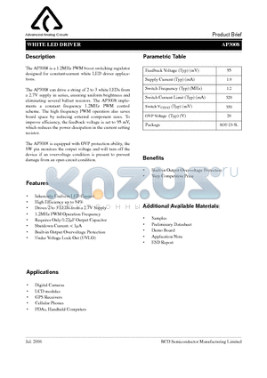 AP3008KTR datasheet - WHITE LED DRIVER