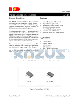 AP3029 datasheet - WHITE LED STEP-UP CONVERTER