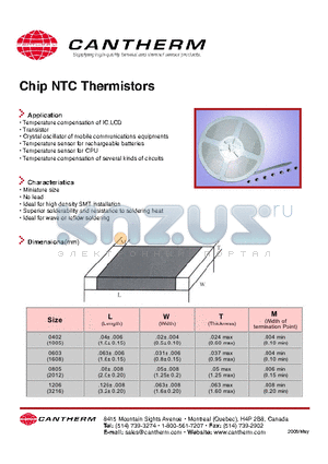 CMFXF104FPB datasheet - Chip NTC Thermistors