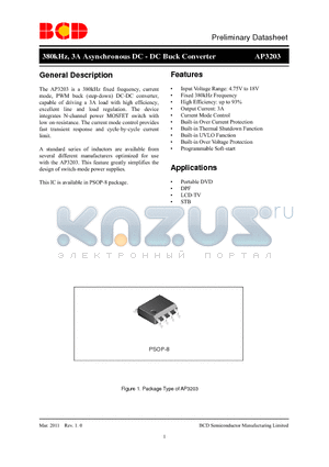 AP3203MPTR-G1 datasheet - 380kHz, 3A Asynchronous DC - DC Buck Converter