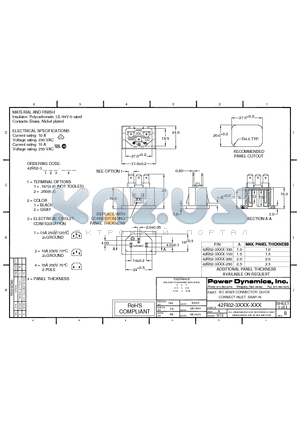 42R02-3112-100 datasheet - IEC 60320 CONNECTOR; QUICK CONNECT INLET; SNAP-IN