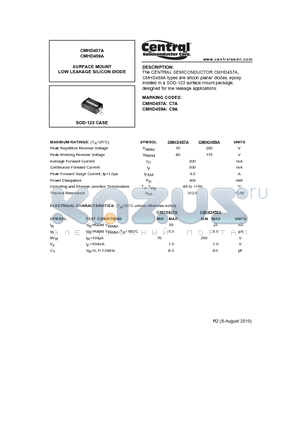 CMHD457A datasheet - SURFACE MOUNT LOW LEAKAGE SILICON DIODE