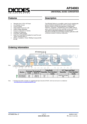 AP34063S8 datasheet - UNIVERSAL DC/DC CONVERTER