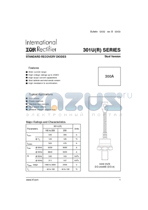 301UA200 datasheet - STANDARD RECOVERY DIODES