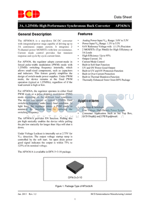 AP3436ADNTR-G1 datasheet - 3A, 1.25MHz High Performance Synchronous Buck Converter