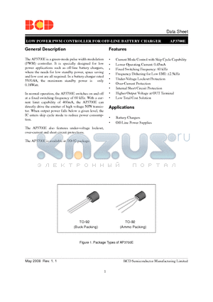 AP3700EZ-G1 datasheet - LOW POWER PWM CONTROLLER FOR OFF-LINE BATTERY CHARGER