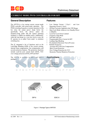 AP3720MTR-G1 datasheet - CURRENT MODE PWM CONTROLLER FOR BJT