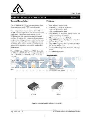 AP3842CM datasheet - CURRENT MODE PWM CONTROLLER