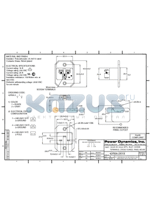 42R06-2X1X datasheet - 16/20A IEC 60320 APPL. INLET; SCREW TERMINALS; CROSS FLANGE, PANEL MOUNT