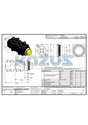 AP4 datasheet - 30 mm Non-Illuminated Projecting Momentary Metal Operator APx