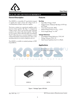 AP4300AM-BTR datasheet - DUAL OP AMP AND VOLTAGE REFERENCE
