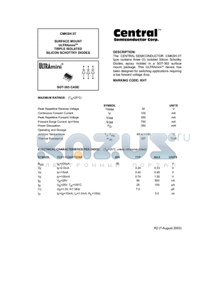 CMKSH-3T datasheet - SURFACE MOUNT ULTRAmini TRIPLE ISOLATED SILICON SCHOTTKY DIODES