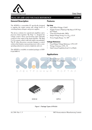 AP4300AP-AE1 datasheet - DUAL OP AMP AND VOLTAGE REFERENCE