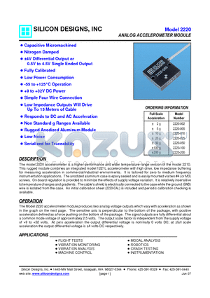 2220-200 datasheet - ANALOG ACCELEROMETER MODULE