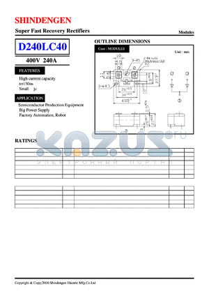 D240LC40 datasheet - Super Fast Recovery Rectifiers(400V 240A)