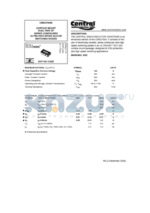 CMKD7000E datasheet - SURFACE MOUNT DUAL PAIR OF SERIES CONFIGURED ULTRA-HIGH SPEED SILICON SWITCHING DIODES