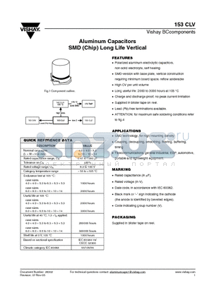 222215361109 datasheet - Aluminum Capacitors SMD (Chip) Long Life Vertical