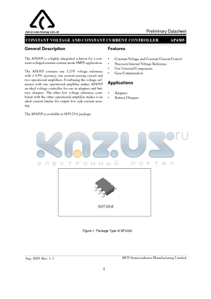 AP4305 datasheet - CONSTANT VOLTAGE AND CONSTANT CURRENT CONTROLLER