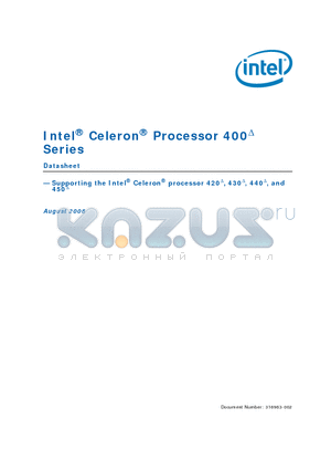430 datasheet - Supporting the Intel Celeron processor