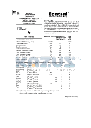 CMLDM7003 datasheet - SURFACE MOUNT PICOminiTM DUAL N-CHANNEL ENHANCEMENT-MODE SILICON MOSFET