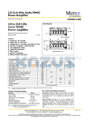 CMM0014-BD_06 datasheet - 2.0-22.0 GHz GaAs MMIC Power Amplifier