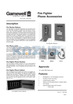 30485 datasheet - Fire Fighter Phone Accessories