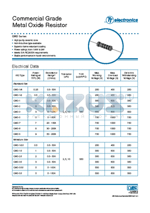 CMO-2-1000-G-LF-TR datasheet - Commercial Grade Metal Oxide Resistor