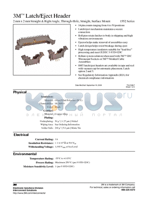 155220-5202-RB datasheet - Latch/Eject Header - 2 mm x 2 mm Straight & Right Angle, Through-Hole, Straight, Surface Mount