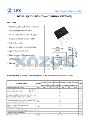 D25SB40 datasheet - Maximum Ratings & Thermal Characteristics Ratings at 25 ambient temperature unless otherwise specified.