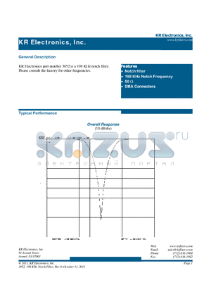 3052 datasheet - Notch filter 198 KHz Notch Frequency 50  SMA Connectors