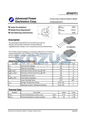 AP4407I datasheet - P-CHANNEL ENHANCEMENT MODE