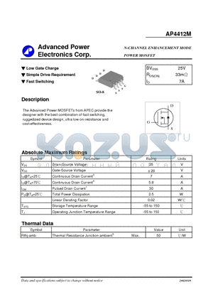 AP4412M datasheet - N-CHANNEL ENHANCEMENT MODE