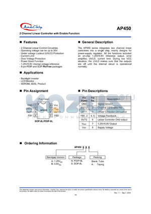 AP450A datasheet - 2 Channel Linear Controller with Enable Function