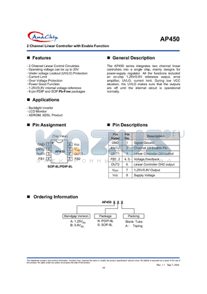 AP450ANA datasheet - 2 Channel Linear Controller with Enable Function