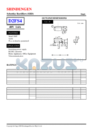 D2FS4 datasheet - Schottky Rectifiers (SBD) (40V 1.6A)